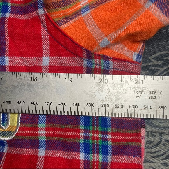 October’s Very Own Flannel Shirt Men’s Medium Multicolor Mash Up Drake OVO Patch - Picture 4 of 7